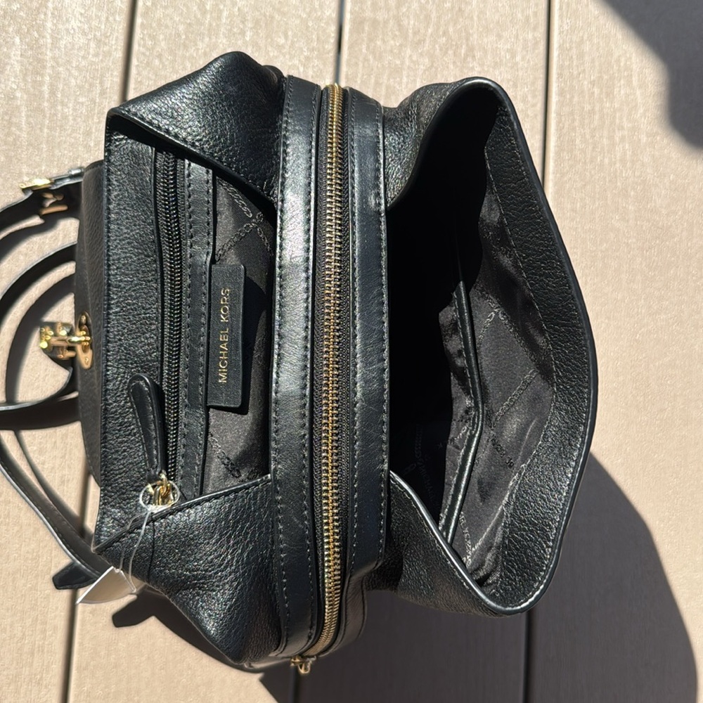Michael Kors Raven Black Pebbled Leather Backpack - Picture 5 of 7